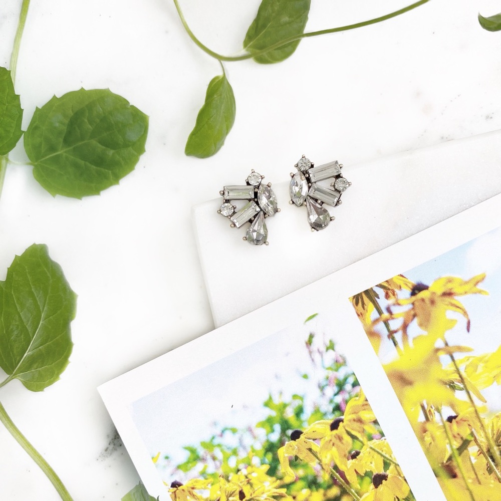 "Melinda" Earrings || Clear Crystal Statement